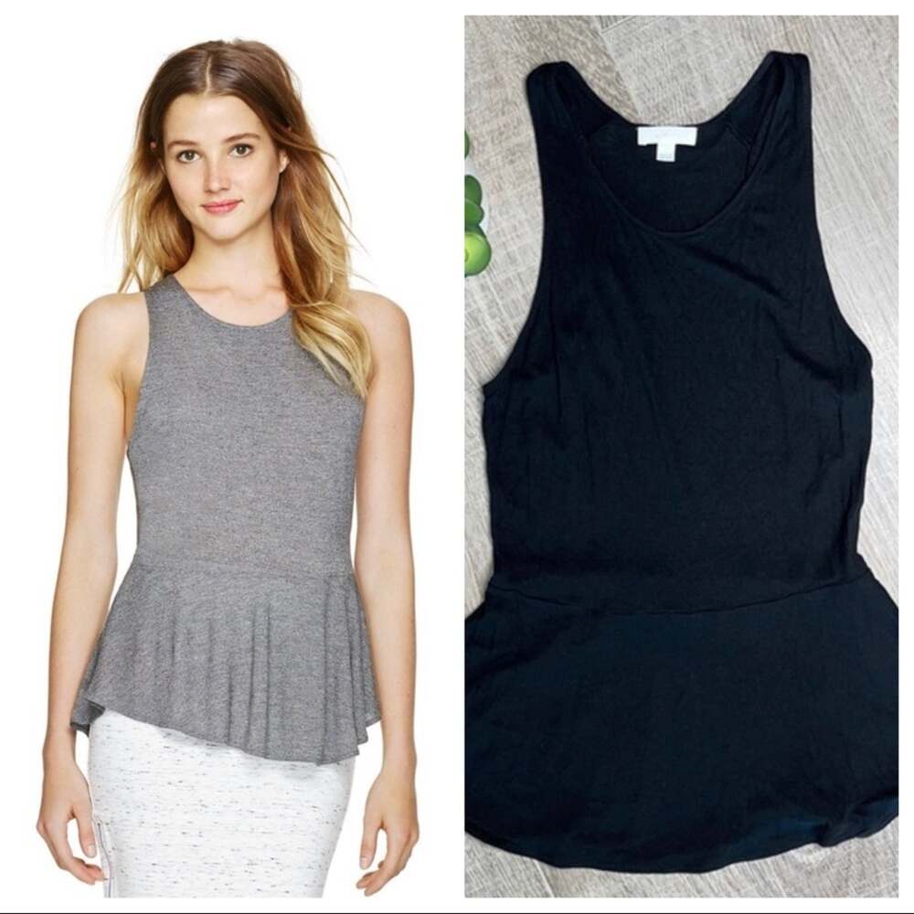 ARITZIA WILFRED Women's Black Sleeveless Peplum Scoop Neck Tank Top